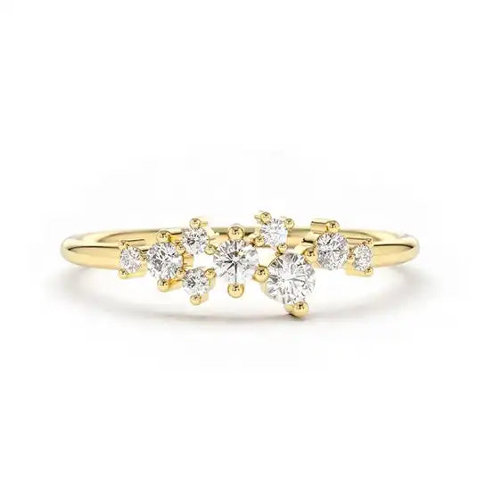 Super shining small bouquet ring with zirconium diamonds