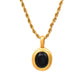 18K gold plated oval pendant necklace in stainless steel with minimalist design, perfect for layering or everyday wear.