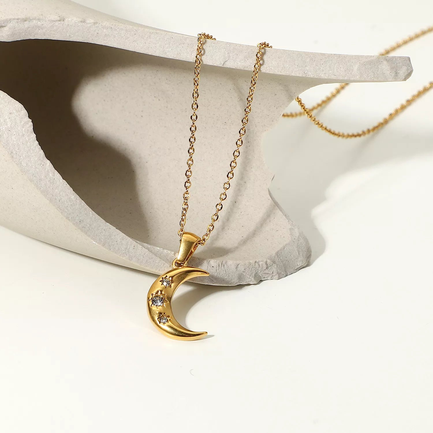 Crescent Moon Necklace -Stainless Steel 18K Gold Plated necklace