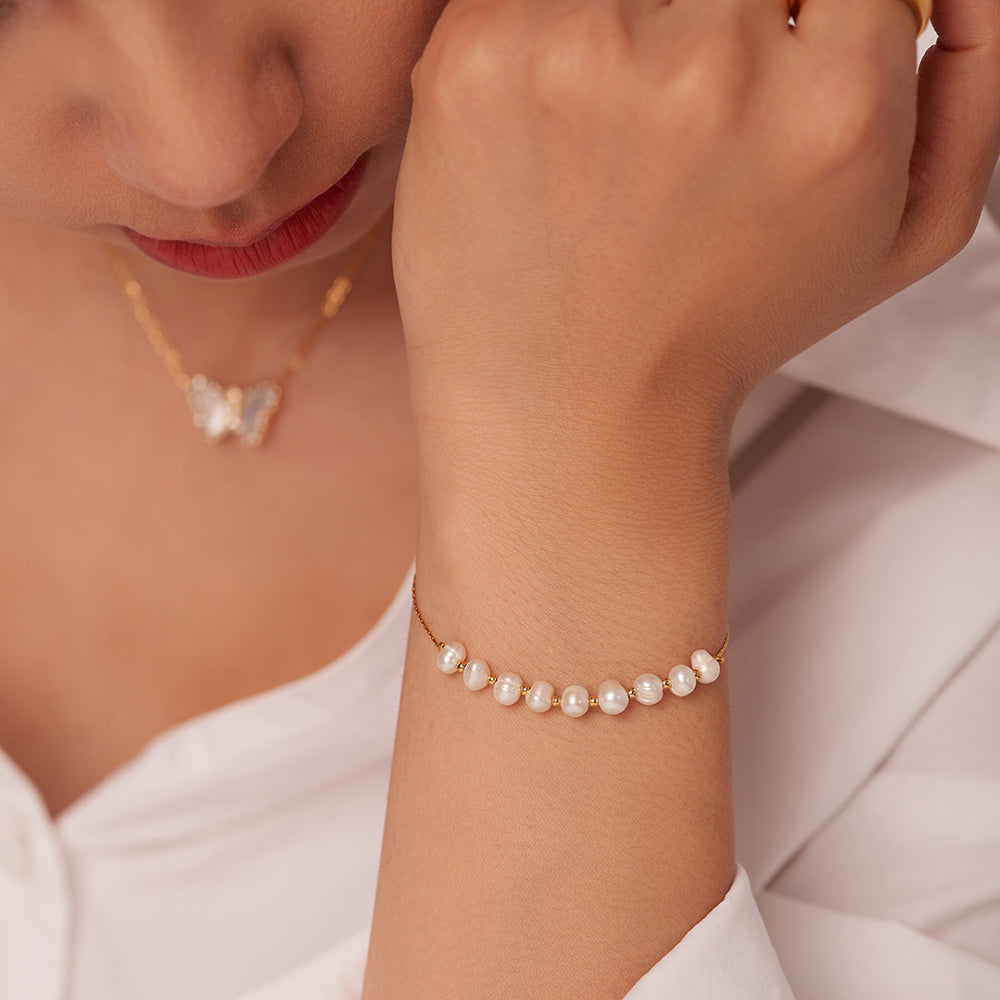 Natural Freshwater Pearl Stainless Steel Bracelet