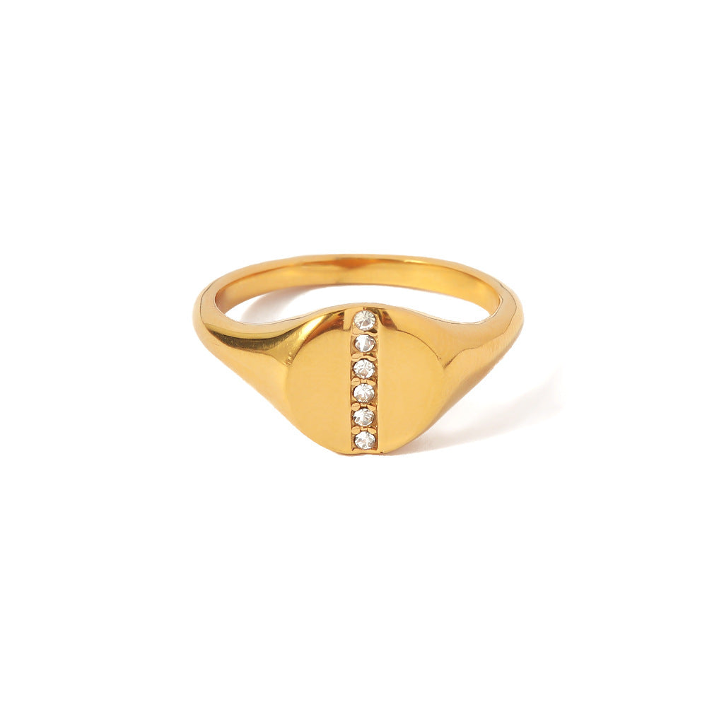  Gold-Plated Stainless Steel Rhinestone Ring - A dazzling accessory combining durability and glamour for timeless elegance.