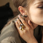 Close-up of Gold-Plated Ruffled Stainless Steel Ring