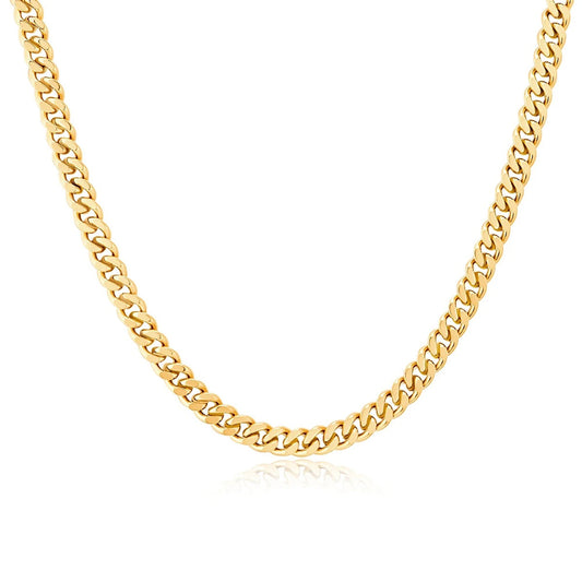 Gold-plated stainless steel thick Cuban chain, a bold and timeless accessory for a touch of opulence and enduring style.