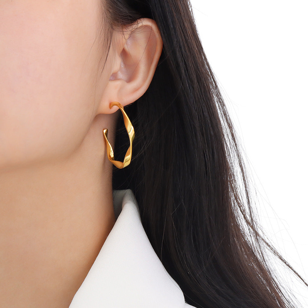 Twist Gold Twisted Hoop Earrings - Elegant and Trendy Jewelry for Women