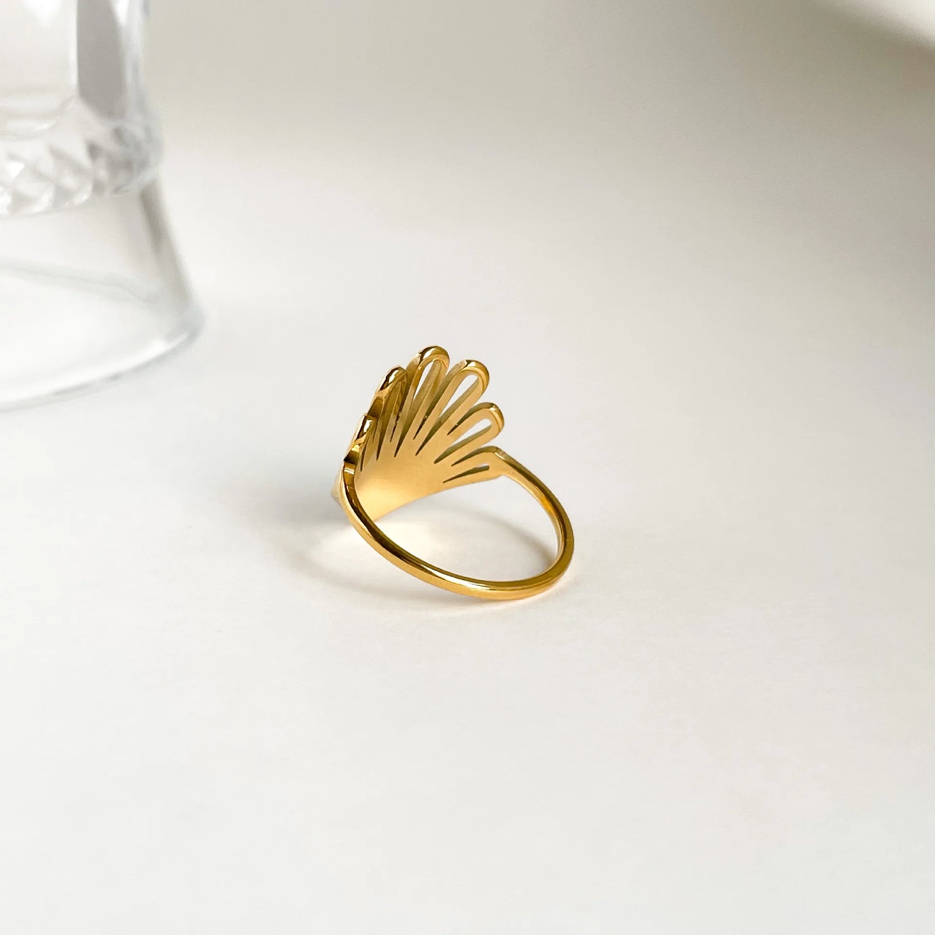 Stainless steel peacock gold ring, a regal and timeless accessory with intricate design for a touch of elegance.