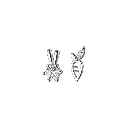 Playful Chic: Bunny Asymmetric S925 Sterling Silver Earrings