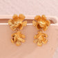 Vintage Cherry Blossom Drop Earrings in Silver 316L Stainless Steel with 18K Gold Plating, a sophisticated and nature-inspired accessory for women.