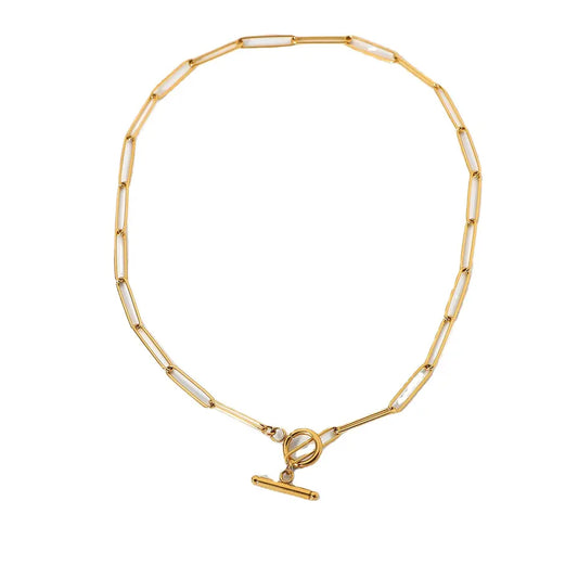 18K Gold Plated Stainless Steel Necklace with OT Buckle Closure - Perfect for Layering or Wearing Alone