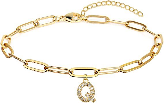 Stainless steel gold-plated bracelet featuring an initial letter charm, a perfect blend of timeless style and personalized elegance