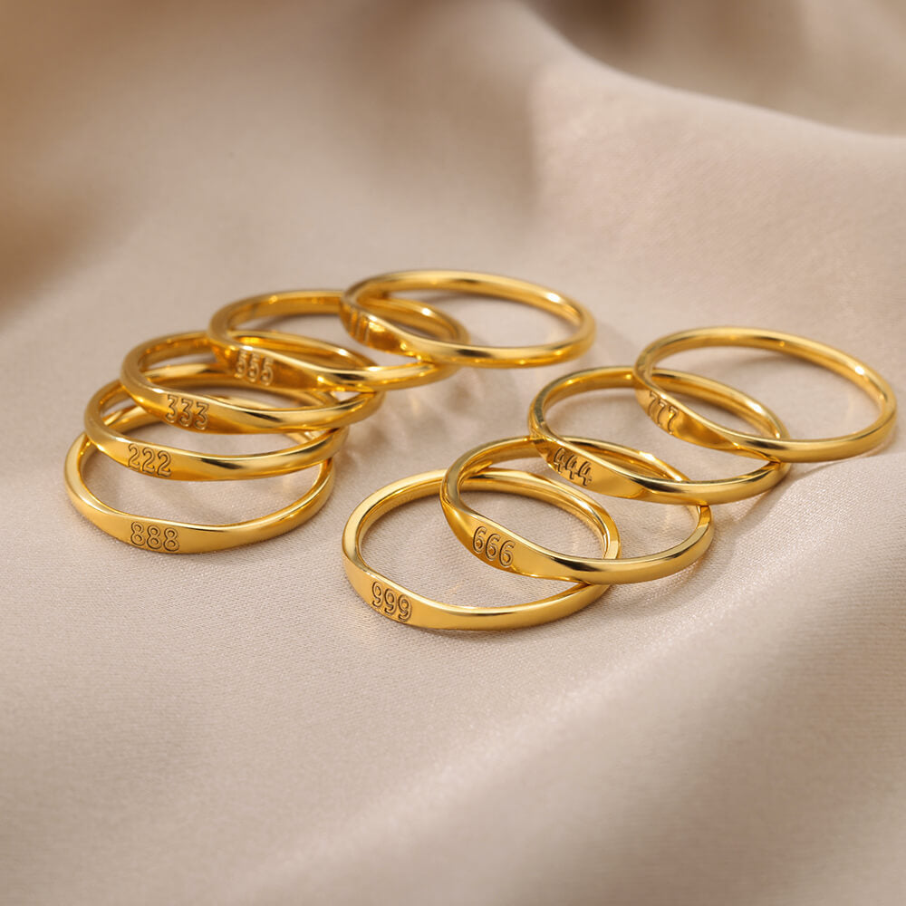 Elegant and Cute 18K Gold-Plated Angel Numbers Ring