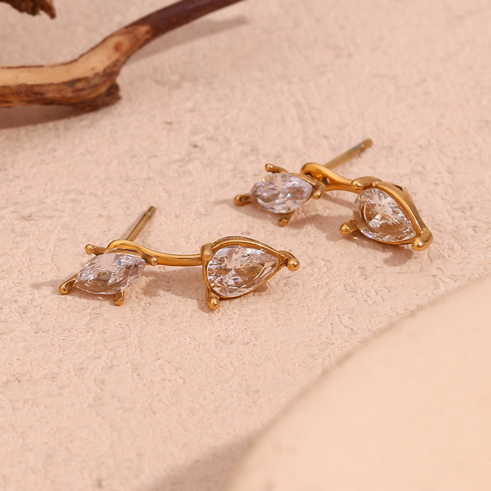 The Amalfi Earrings front back zircon stud earrings Purajoia view 5