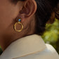 The Lumen Earrings zircon stud earrings gold Purajoia view 4
