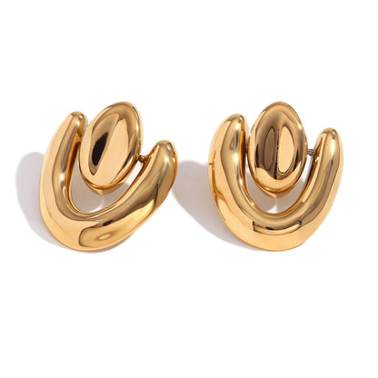 Gold Amora irregular heart stud earring in stainless steel