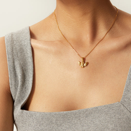 Gold steel angel emblem necklace timeless women’s jewelry
