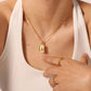 Square angel wings pendant necklace stainless steel 18K gold plated