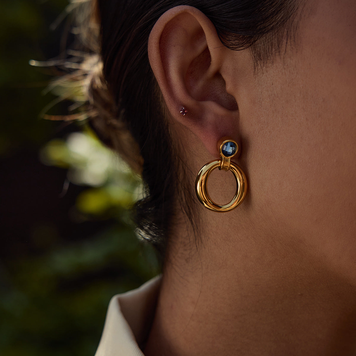 The Lumen Earrings zircon stud earrings gold Purajoia