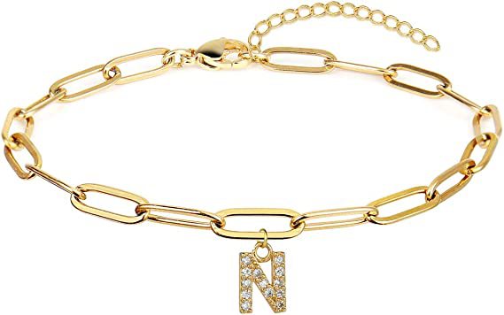 Stainless steel gold-plated bracelet featuring an initial letter charm, a perfect blend of timeless style and personalized elegance