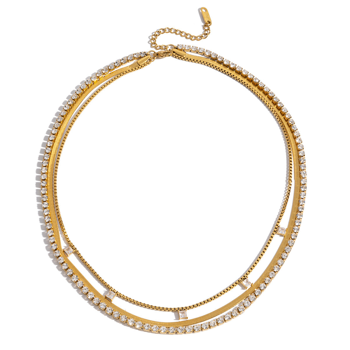 The Triplo Necklace three layer chain necklace Purajoia view 2