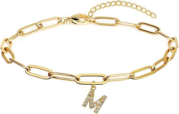 Stainless steel gold-plated bracelet featuring an initial letter charm, a perfect blend of timeless style and personalized elegance