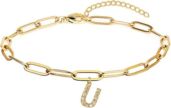 Stainless steel gold-plated bracelet featuring an initial letter charm, a perfect blend of timeless style and personalized elegance