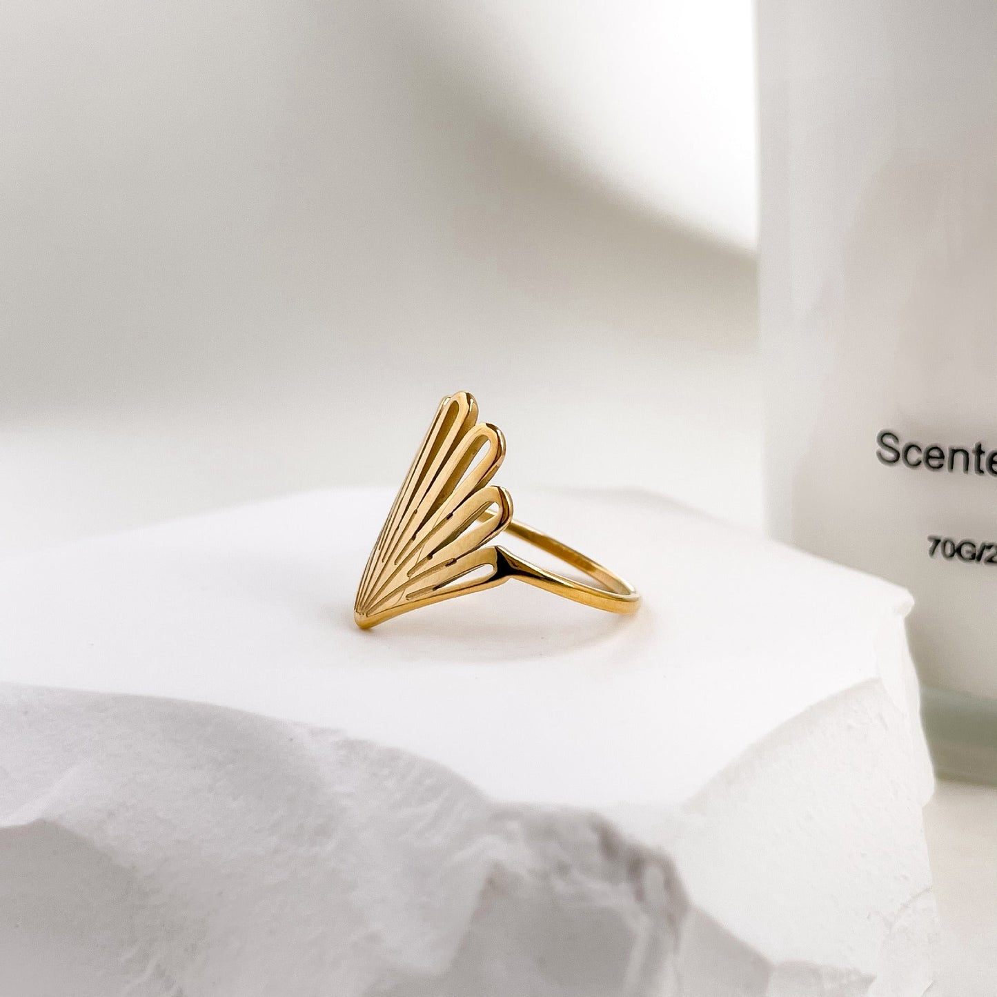 Stainless steel peacock gold ring, a regal and timeless accessory with intricate design for a touch of elegance.