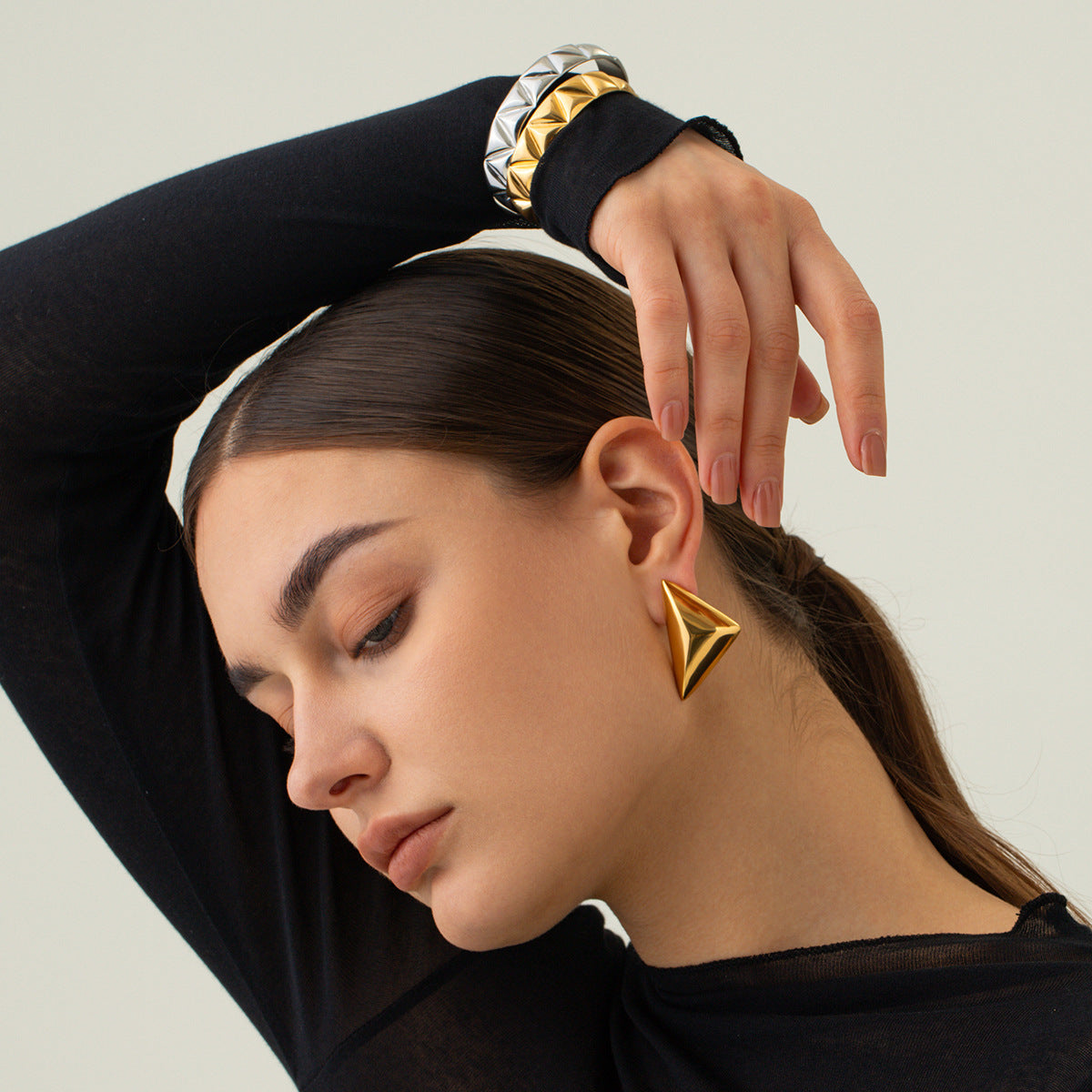 The Rombo Earrings diamond shape stud earrings Purajoia