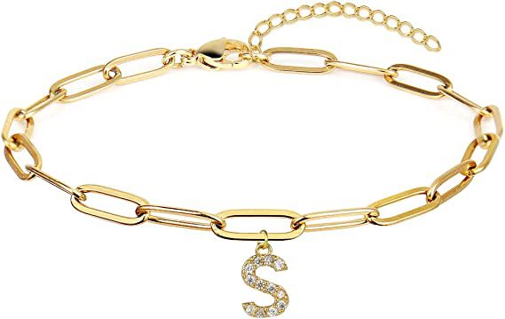 Stainless steel gold-plated bracelet featuring an initial letter charm, a perfect blend of timeless style and personalized elegance