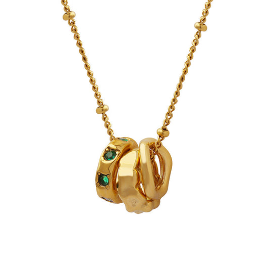 Small loop string pendant necklace stainless steel zircon stone