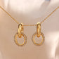 Square pearl and zircon earrings 18K gold plated stainless steel