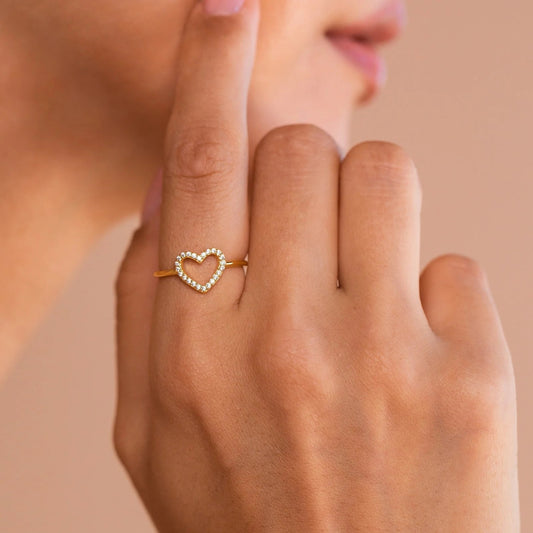 Timeless couple jewelry heart shape stainless steel diamond ring