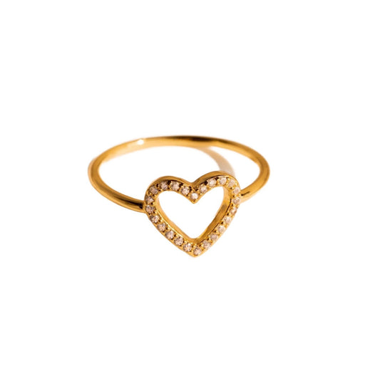 Couple heart shape diamond ring stainless steel women’s jewelry