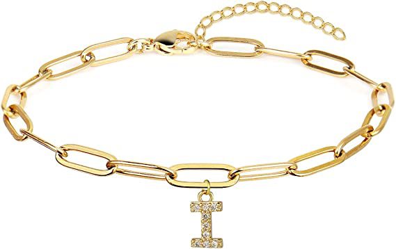 Stainless steel gold-plated bracelet featuring an initial letter charm, a perfect blend of timeless style and personalized elegance