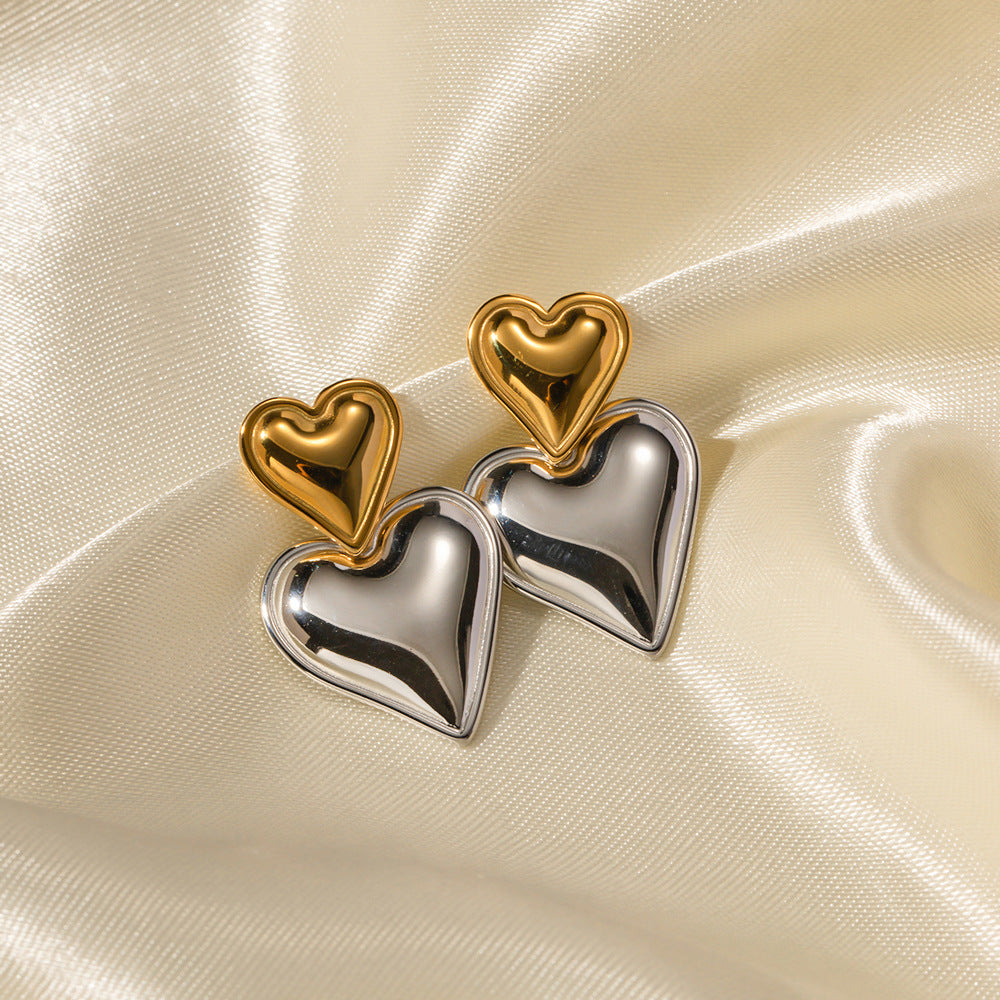 Capture Elegance: Women's Stainless Steel Heart Earrings - A Timeless Statement in Fashion Jewelry