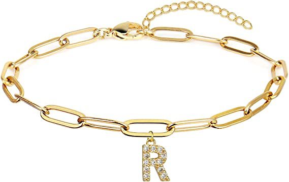 Stainless steel gold-plated bracelet featuring an initial letter charm, a perfect blend of timeless style and personalized elegance