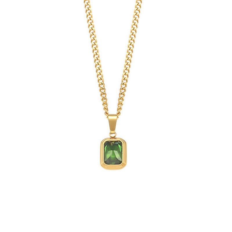 Stainless Steel Gemstone Pendant Necklace: Timeless Elegance