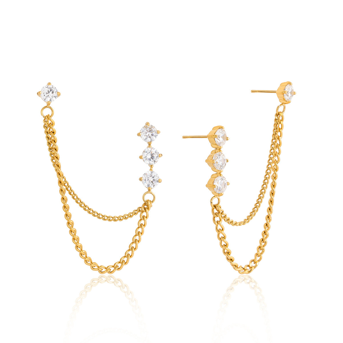 The Cascata Earrings zircon tassel drop earrings Purajoia view 3