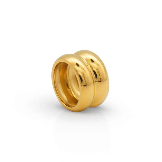Double layer stainless steel ring with vacuum plating for women