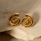 Stylish and minimalist 18K gold-plated geometric spiral stud earrings crafted from durable stainless steel, adding a touch of modern elegance to your ensemble.