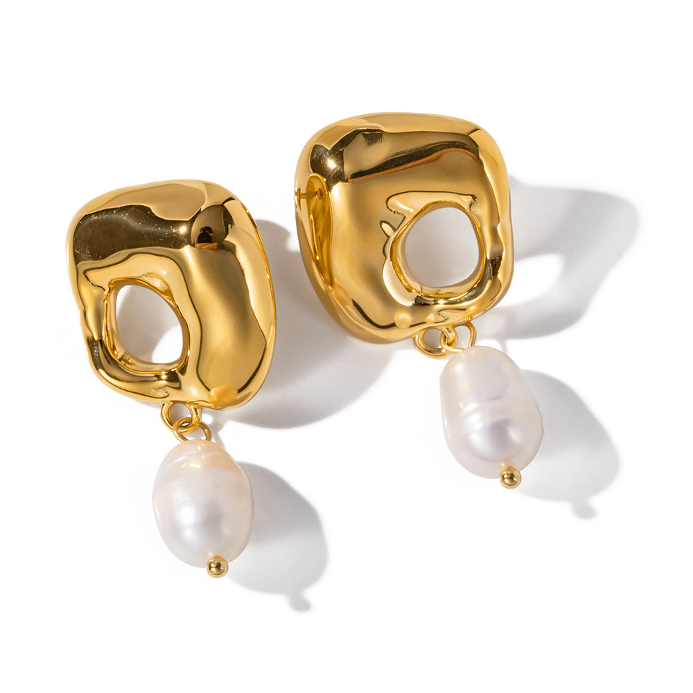 Fine Jewelry: Freshwater Pearls Gold-Plated Stainless Steel Earrings for a Timeless Look