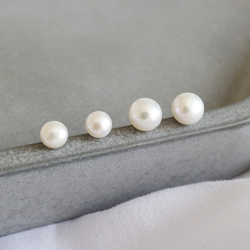 Sterling Silver Natural Freshwater Pearl Simple Versatile Earrings