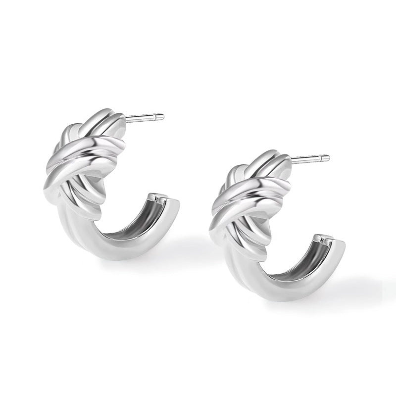The Boucle Earrings c shape stud earrings gold Purajoia view 5