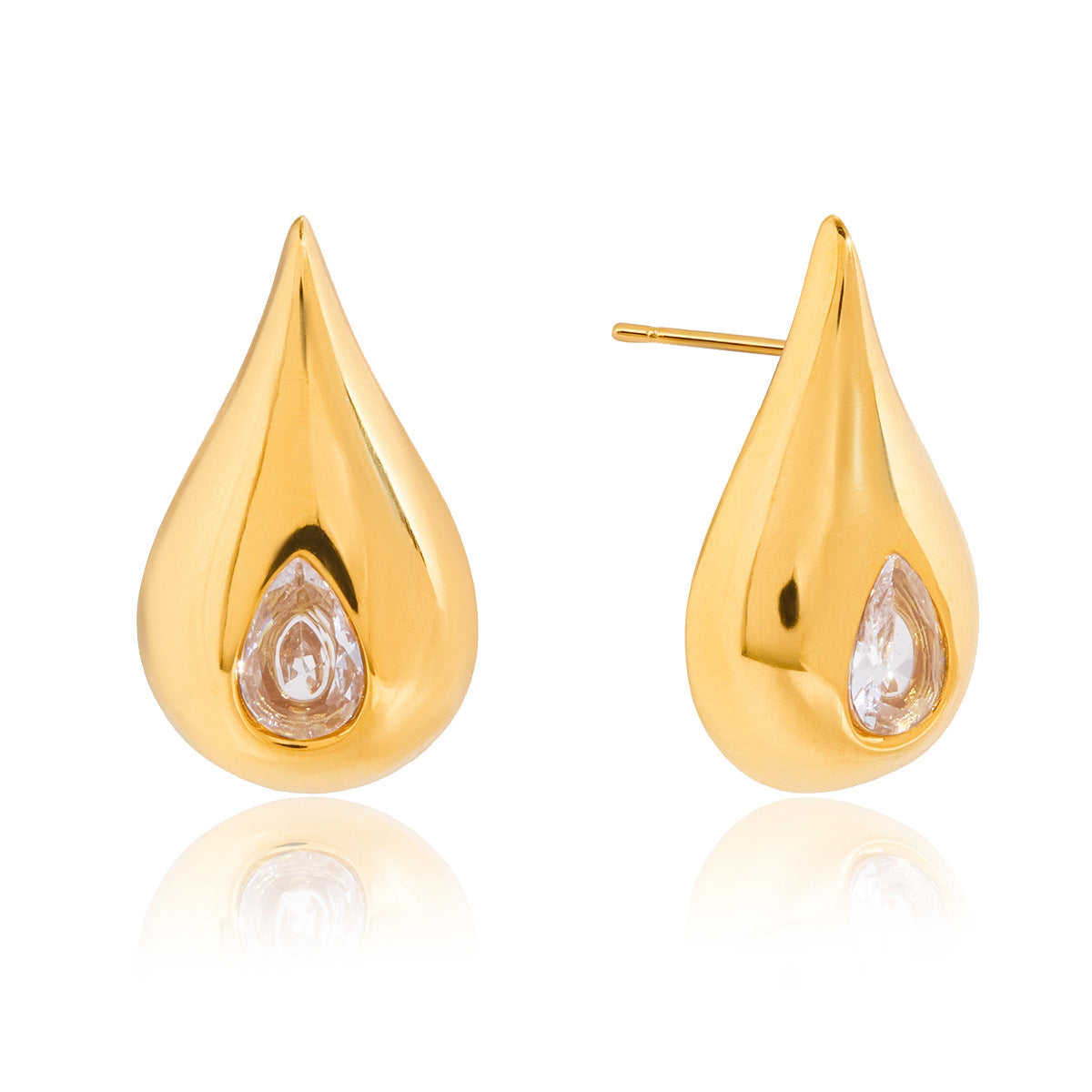 The Goccia Earrings zircon teardrop earrings gold Purajoia view 4
