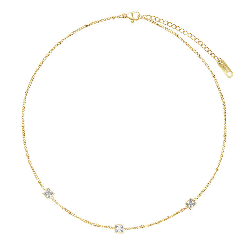 Timeless French square jewelry stainless steel with zircon colors