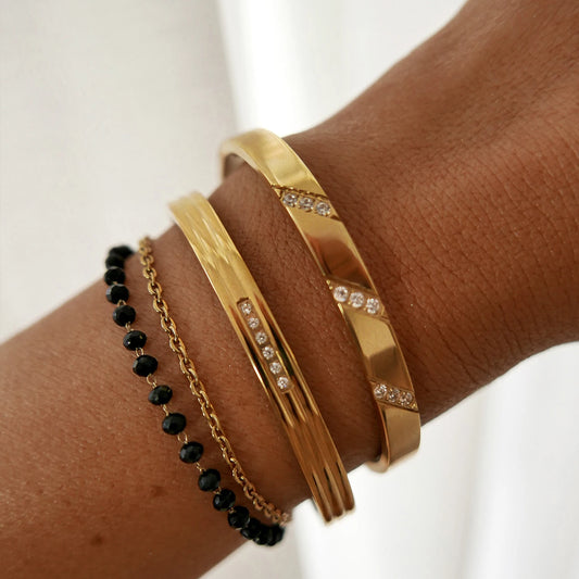 Elegant women’s gold plated stainless steel zirconia bracelet