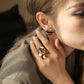 Elegant women’s jewelry ruffled stainless steel gold plated ring