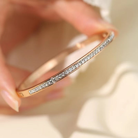 Waterproof stainless steel zircon cuff bracelet women’s jewelry