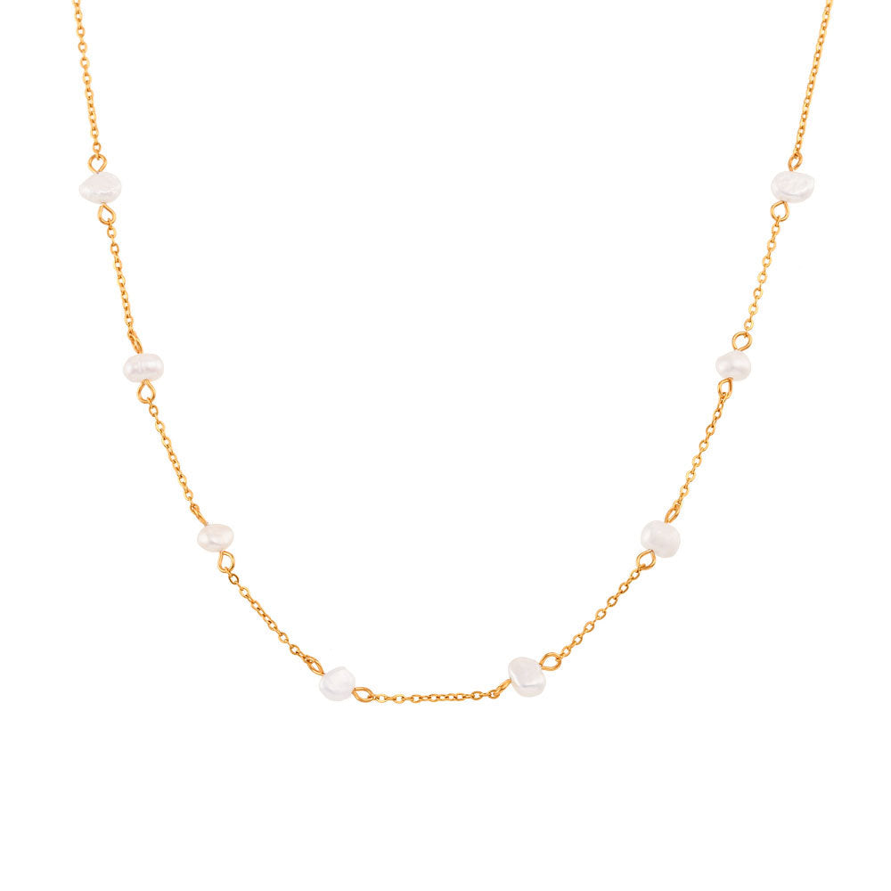 Pearls and Gold Harmony: 18K Gold-Plated NecklacePearls and Gold Harmony: 18K Gold-Plated Necklace