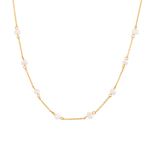 Pearls and Gold Harmony: 18K Gold-Plated NecklacePearls and Gold Harmony: 18K Gold-Plated Necklace