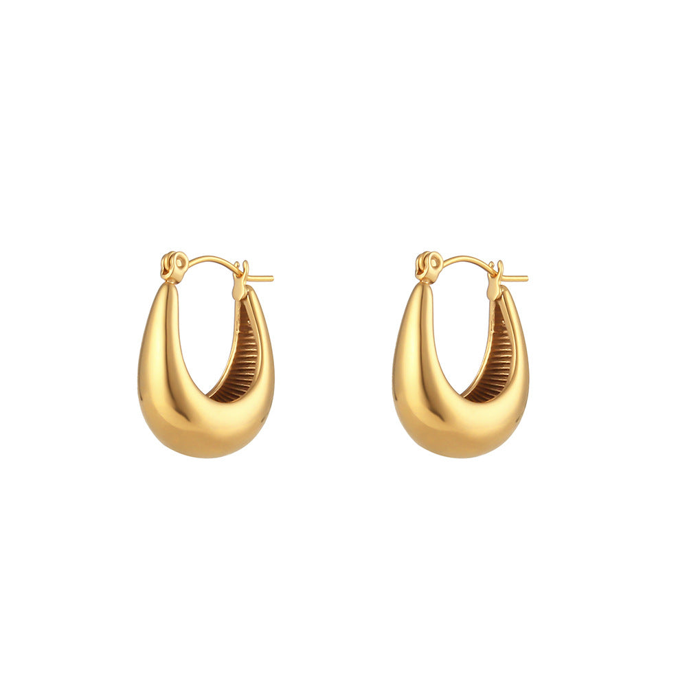 Stainless Steel Hollow Glossy Thick U-shaped Earrings