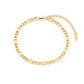 Gold Figaro chain bracelet on woman's wrist — PURAJOIA